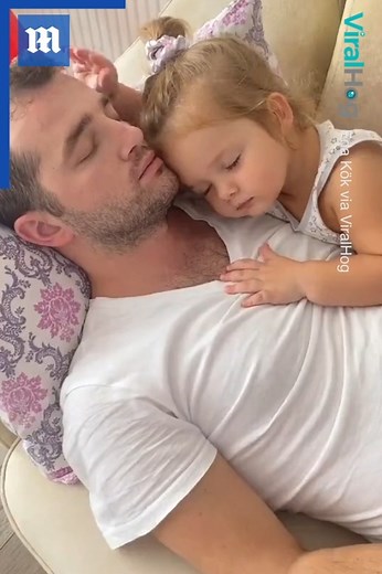 Nap time should always start with adorable cuddles 🥺❤️ via ViralHog | Daily Mail Video