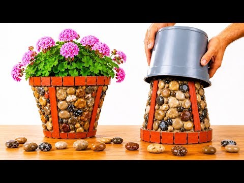 diy River Stones & Tiles Into an AMAZING Flower Pot!