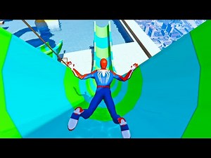 GTA 5 Spiderman jumping down the hill with the Hulk, Iron Man and others pt.2