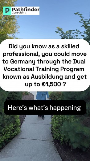 Germany’s Dual Vocational Training System (Ausbildung) lets you relocate, learn, work, and earn all at once? You can train in high-demand fields like healthcare, IT, engineering, hospitality, and technical trades while earning €900–€1,500/month during your 2–3.5 year apprenticeship. 1. Secondary school diploma German (B1) = eligibility. 2. Get a training contract visa to relocate. 3. After training, you can stay and work or even apply for permanent residency. 4. Access to healthcare, social bene