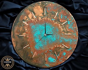 Oversized Patina Copper Wall Clock: 20" Farmhouse Wall Decor - Etsy