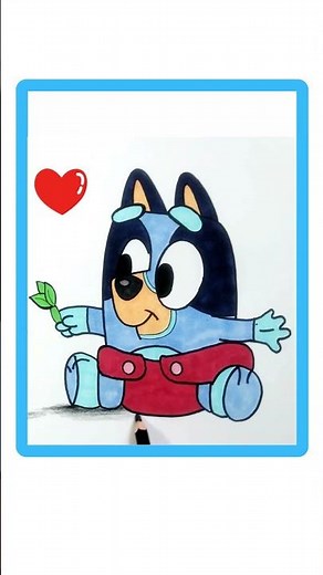 Aprende a Colorear a Bluey Bebé| DIBUJOS para niños (Baby Race) 🌈🍼🐶🍼🐶🍼🌈| Pocoyó #Shorts