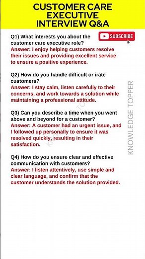 Customer Care Executive Interview Questions and Answers