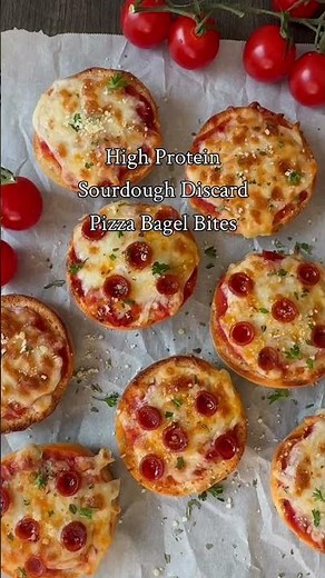 High protein sourdough discard pizza bagel bites #foodblogger #fyp #recipe #sourdough