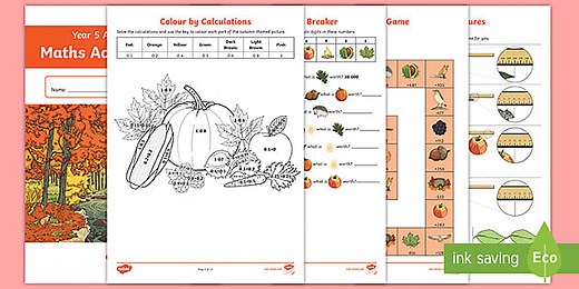 Year 5 Autumn Themed Maths Home Learning Activity Booklet