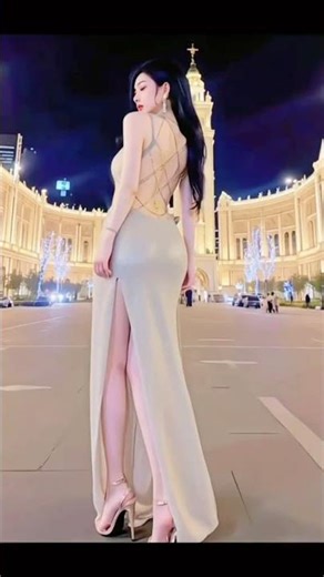 👑 Night City Glam! | Jin Xíu’s Backless Gown Walk 💃 #ElegantWalk #FashionShorts