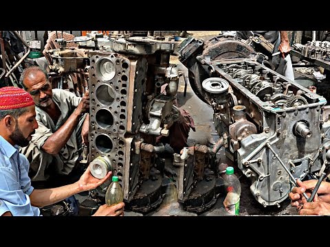Local Mechanic Rebuilds 8 Cylinder Seized Diesel Engine - Professional Result With Average Worker
