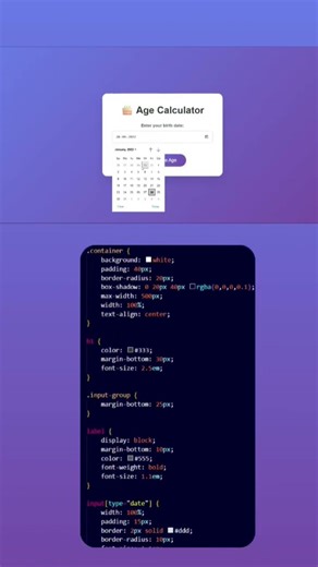 how to create a age calculator using html css and javascript #coding #javascript #css #programming