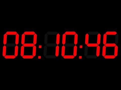 8h Hour Clock Digital "Work Day" 08-16 RED 1080p