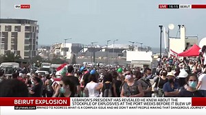 45K views · 326 reactions | Protests are currently underway in Beirut following Lebanon's president revealing he knew about the huge stockpile of explosives at the port almost three weeks before they blew up. Sky's Alex Rossi has the latest. More: https://trib.al/nvdVnRi | Sky News | Facebook