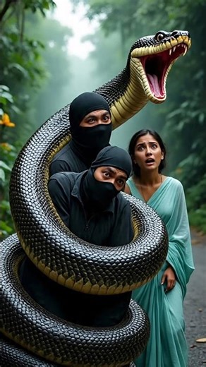 Python Saves Woman from Dangerous Thieves in the Jungle #shorts #python #thieves #aivideo