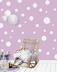 Polka Dot Wall Decals (63) Girls Room Wall Decor Stickers, Wall Dots, Vinyl Circle Peel & Stick DIY Bedroom, Playroom, Kids Room, Baby Nursery Toddler to Teen Bedroom Decoration (White)