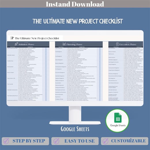 New Project Checklist for Small Business, Google Sheets Template to Plan Tasks, Milestones, Responsibilities and Project Setup - Etsy