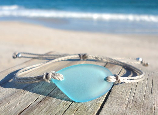 Sea Glass Bracelet Handmade Beach Bracelet Surfer Bracelet Adjustable Waterproof Bracelet Blue Sea Glass Piece Best Friend Bracelet Gift - Etsy
