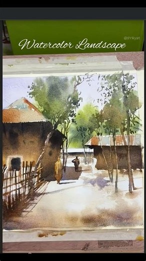 Watercolor landscape demo 😊 #watercolor #painting #demo