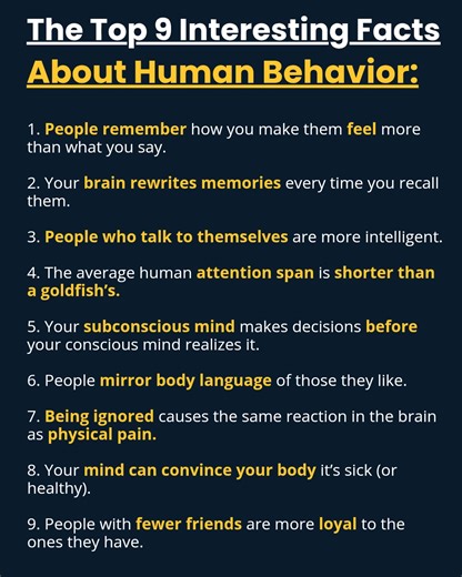 18K views · 147 reactions | The Top 9 Intersting Facts About Human behaviour. | booksforaspirants | Facebook