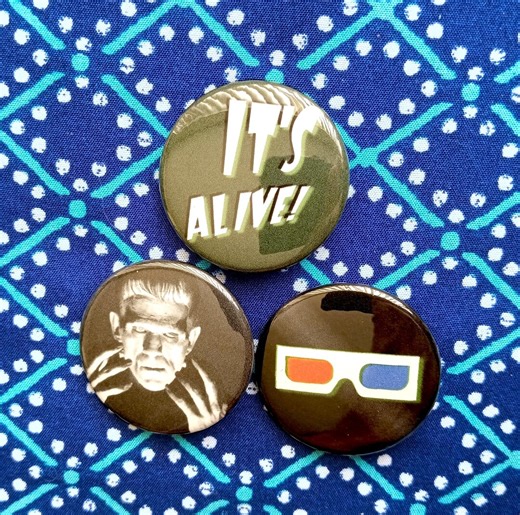 It's Alive! Classic Monster Movie Pinback Buttons. 1” or 1.5 Inch Hand-pressed Cult Horror Film Pin Set. Gift for 3D Movie Cinema Fans - Etsy