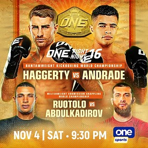 7.5K views · 56 reactions | Always with the lethal kicks  Fabricio Andrade will face Jonathan Haggerty for the bantamweight kickboxing world title on #ONEFightNight16, this November 4 at 9:30 p.m. on One Sports! #ONEChampionship | One Sports | Facebook