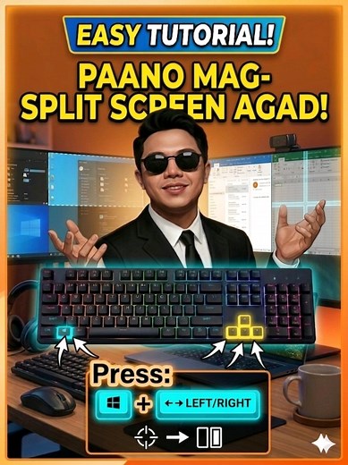 Part 9: Easy tutorial paano mag split screen gamit ang shortcut na ito.. #pctips #pctutorial #computertips #pc #laptop