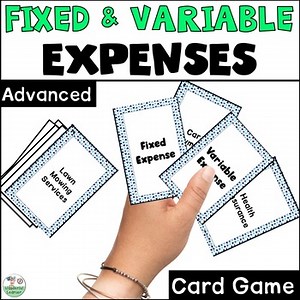 Fixed and Variable Expenses Math Card Game Financial Literacy TEKS 4.10A 4th
