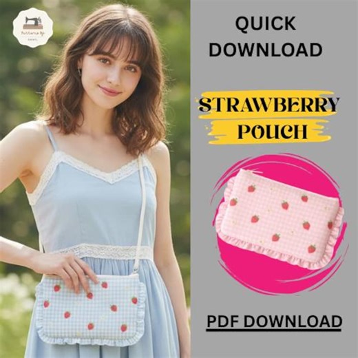 Strawberry Pouch Sewing Pattern | Beginner Friendly DIY Charm Wristlet (PDF Download) - Etsy