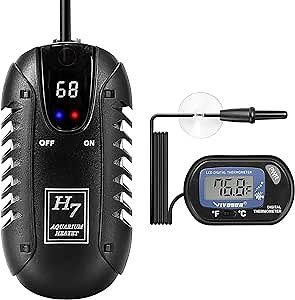 VIVOSUN Submersible Aquarium Heater with Thermometer Combination,25 W Mini Fish Tank Heaters with Intelligent LED Temperature Display and External Temperature Controller