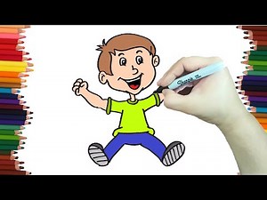 How to draw a boy with his hands up