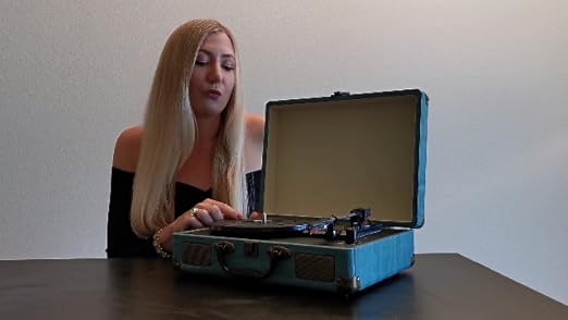 Record Player Vintage 3-Speed Bluetooth Vinyl Turntable with Stereo Speakers