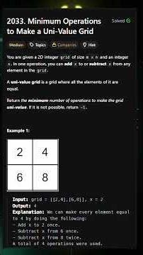 Hidden Pattern: 2D → 1D | LeetCode 2033 #leetcode #coding #codinginterviews #dsa #programming