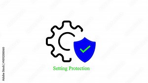 Protection Setting animation on white background. Smart Setting protection knowledge concept Digital Protection HD 4K animation .