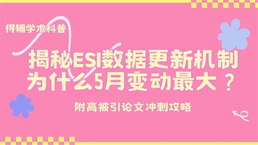 ESI系列，ESI数据库使用攻略来了