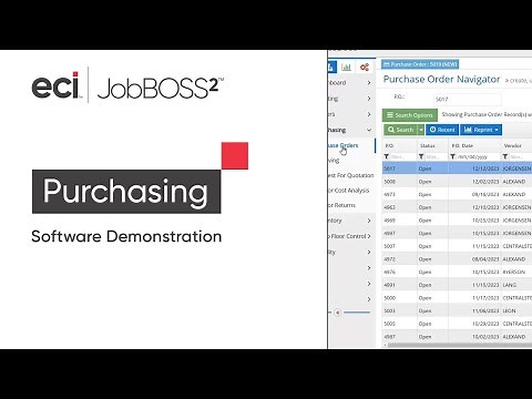 Purchasing with JobBOSS² Software