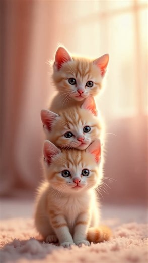 Cat Stack Surprise 😹🐾 Cutest Tower Ever #catshorts #cat #cute