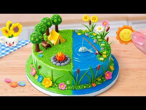 Camping Garden Cake💚Wonderful Miniature Fondant Cake Decorating Idea 💕Mini Cakes