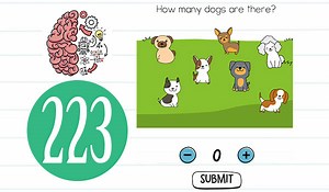 Brain Test Level 223 (NEW) How many dogs are there
