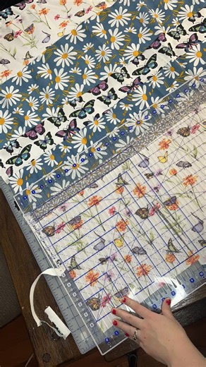 Cutting pieced fabric for a quilt. Can you tell when I made a mistake? Good thing I believe quilts aren’t supposed to be perfect!