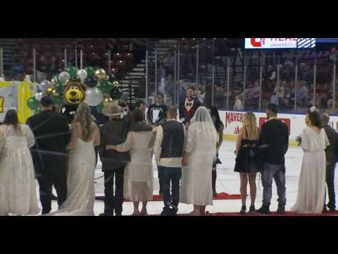 20 Couples Tie the Knot on Ice: Utah Grizzlies Hockey Rink Turns into a Wedding Venue!