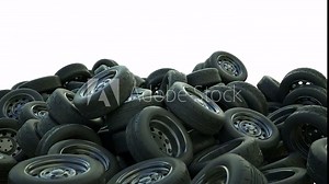 Car wheels falling down with slow motion. Alpha