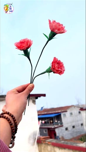 Beautiful Carnation Flower from Corn Husks 🌸 Handmade Natural Art #shorts #flowercraft #diy #craft