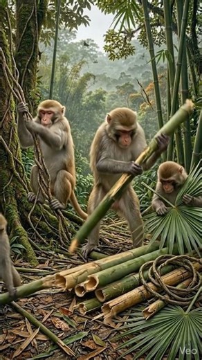 It Unbelievable!😱 Indian Monkeys Build a Luxurious Giant Bamboo Treehouse Village Deep in the Wild