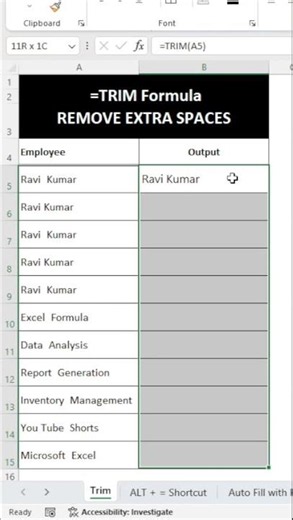 TRIM Formula in Excel | Remove Extra Spaces Instantly