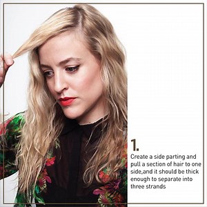 The Halo Braid Step 1: Create a side parting and pull a section of...