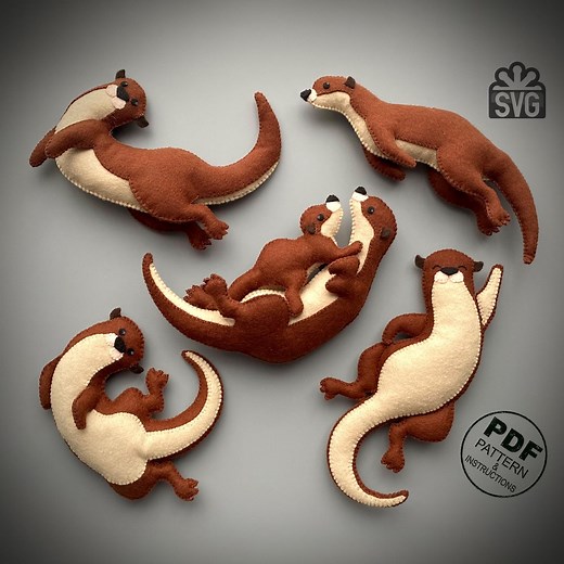 Otter Sewing Pattern PDF and SVG. Felt Animals Pattern. Stuffed Toys. Plush Otters. Ocean and Coastal Animals. - Etsy