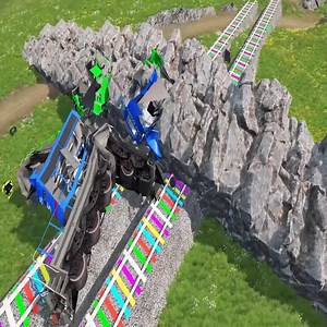 2.4M views · 34K reactions | Double Flatbed Trailer Truck vs Speedbumps Train vs Cars Tractor vs Train #Beamng.Drive #058 | N-Gaming | Facebook