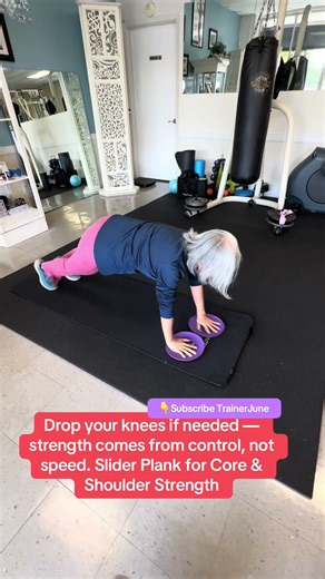 Slider Plank for Core & Shoulder Strength #seniorfitnesse