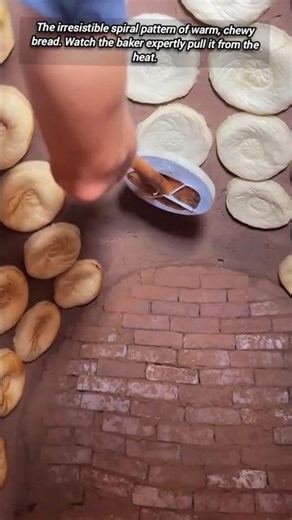 Traditional method: baking flatbread on hot brick oven walls.