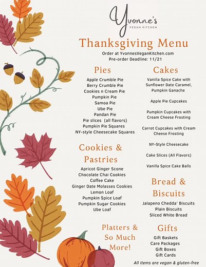 Our Thanksgiving Menu is now live, packed with vegan & gluten-free...
