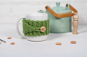 Buttoned Crochet Cup Cozy: How to Crochet - Winding Road Crochet