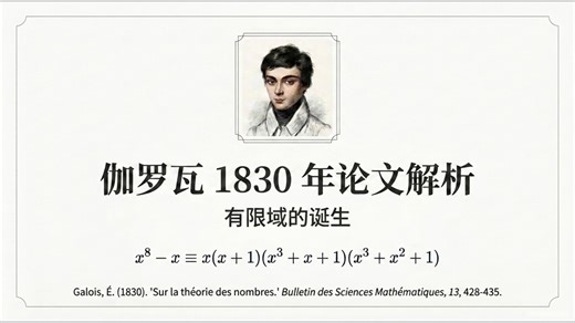 【伽罗瓦】解析1830年"论数论"，有限域的宇宙大爆炸时刻