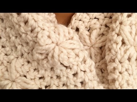 Crochet chunky infinity scarf with flower stitch/ How to crochet infinity scarf for beginners